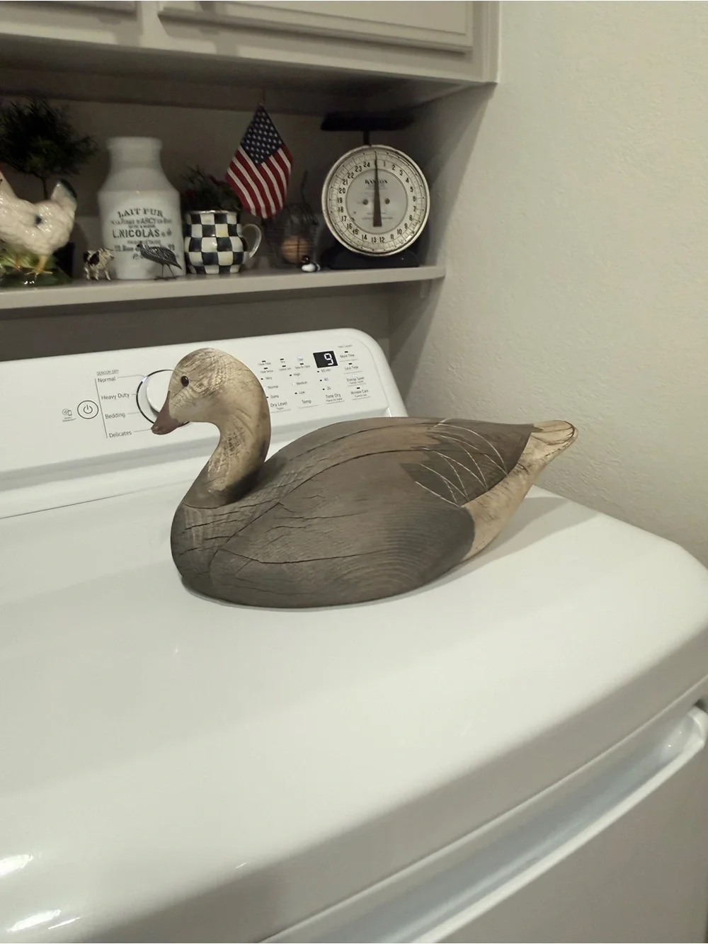 Vintage Robert Capriola Signed Wood Goose Decoy Hand Carved Folk Art